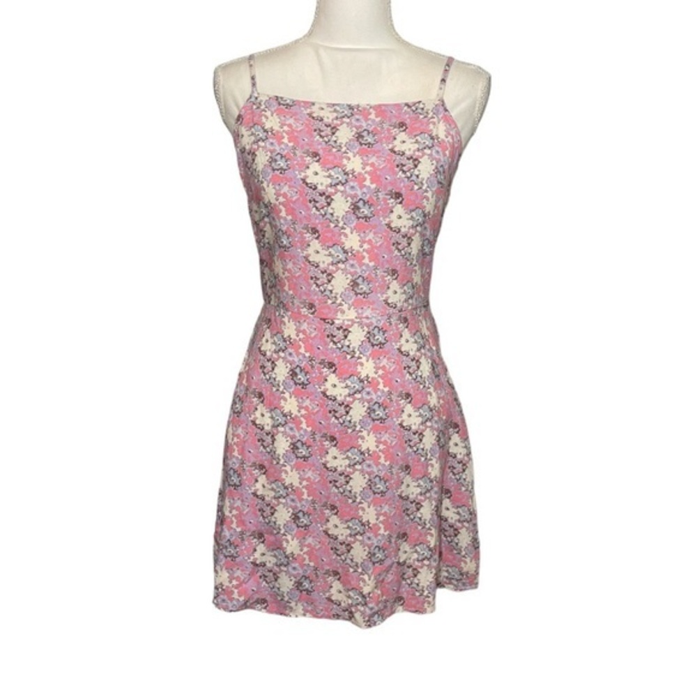 CLEARANCE NWT Pink Purple Blue Abstract Watercolor Floral Print Mini Dress New